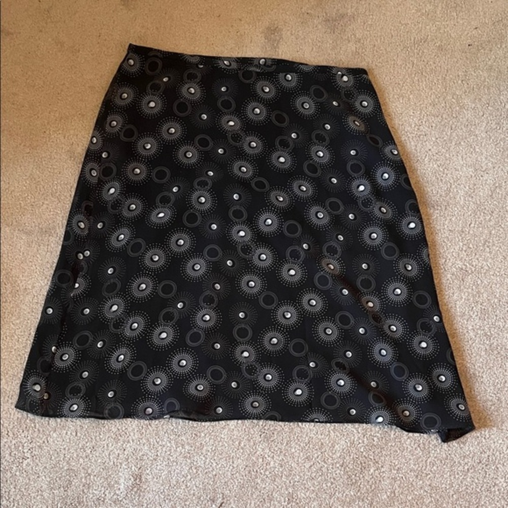 Black A-Line Skirt with Circular Design
